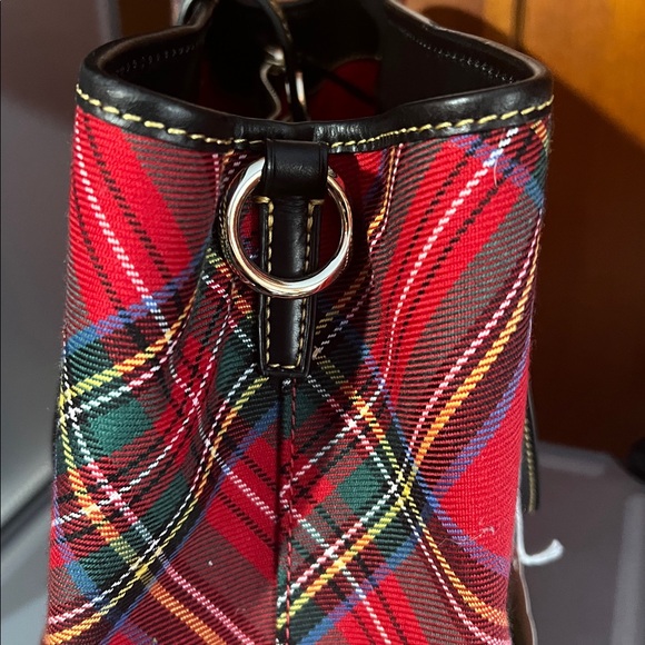 Dooney & Bourke Red Tartan Perry Plaid Tote with Black Trim - Picture 6 of 6